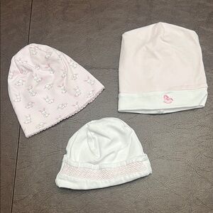 Kissy Kissy Pink and White Baby Hat Trio